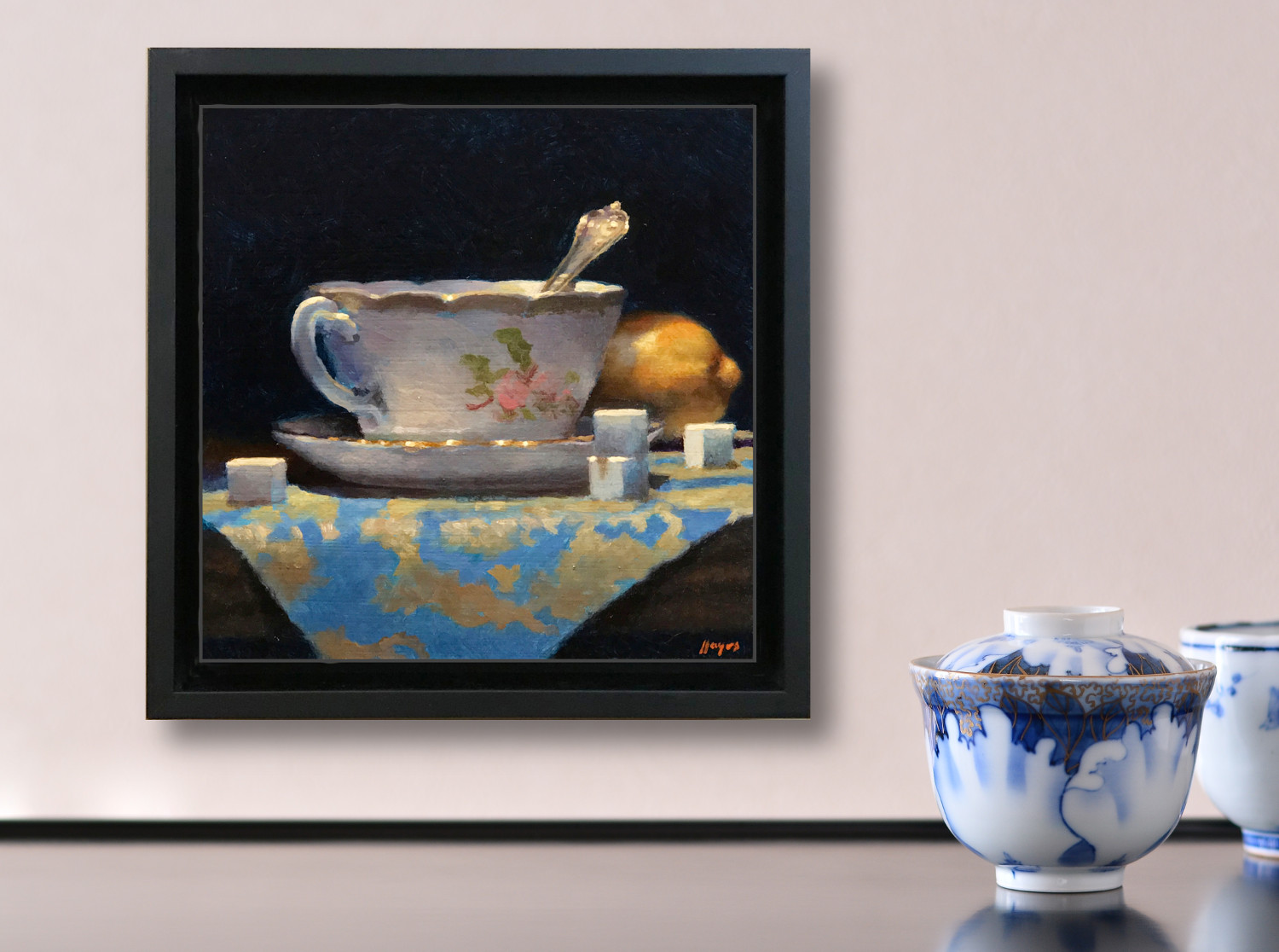Teacup, Lemon, Sugar Cubes” Framed Print On Canvas – Jeffrey Hayes