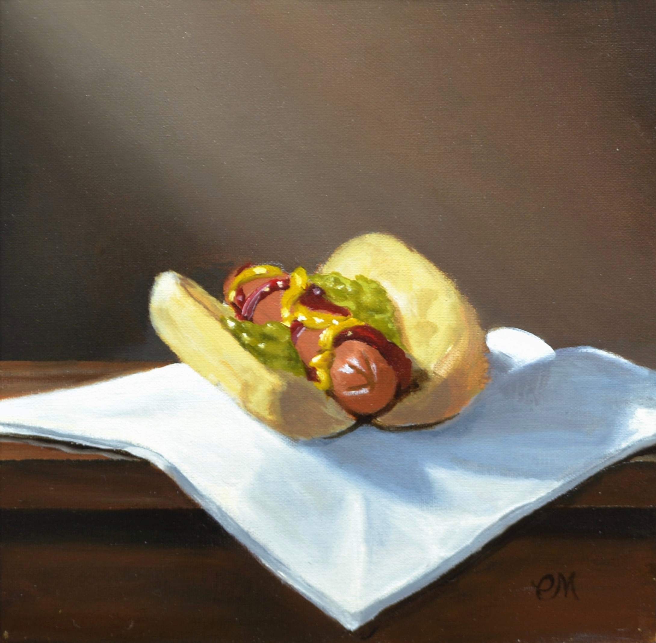 "Hot Dog with all the Fixin's"
Oil on panel, 8" x 8"
www.clevelandmorris.com