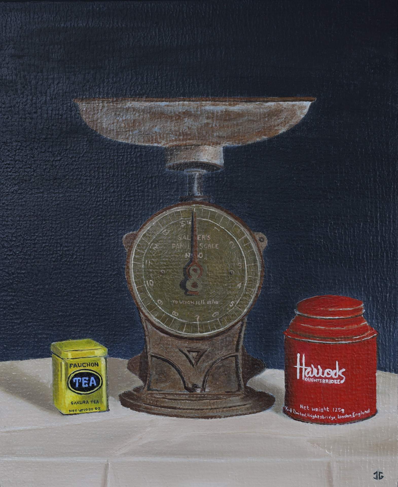 “A Measure of Tea”
 Oil on aluminum composite panel, 24cm x 30cm /9” x 12"
jaygeefineart.com