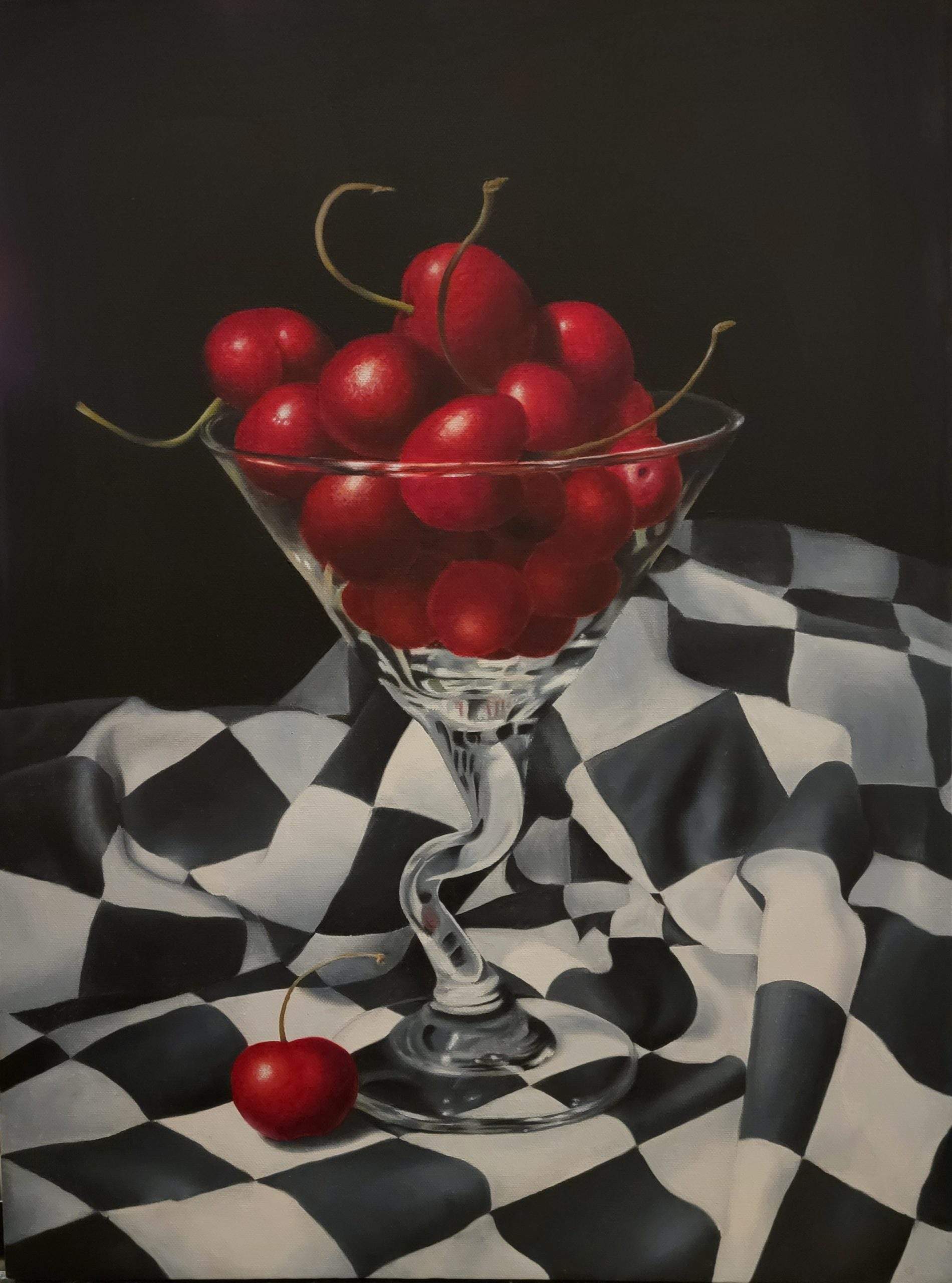 "Cherries"  
Oil on canvas,  18x24 inches  2015